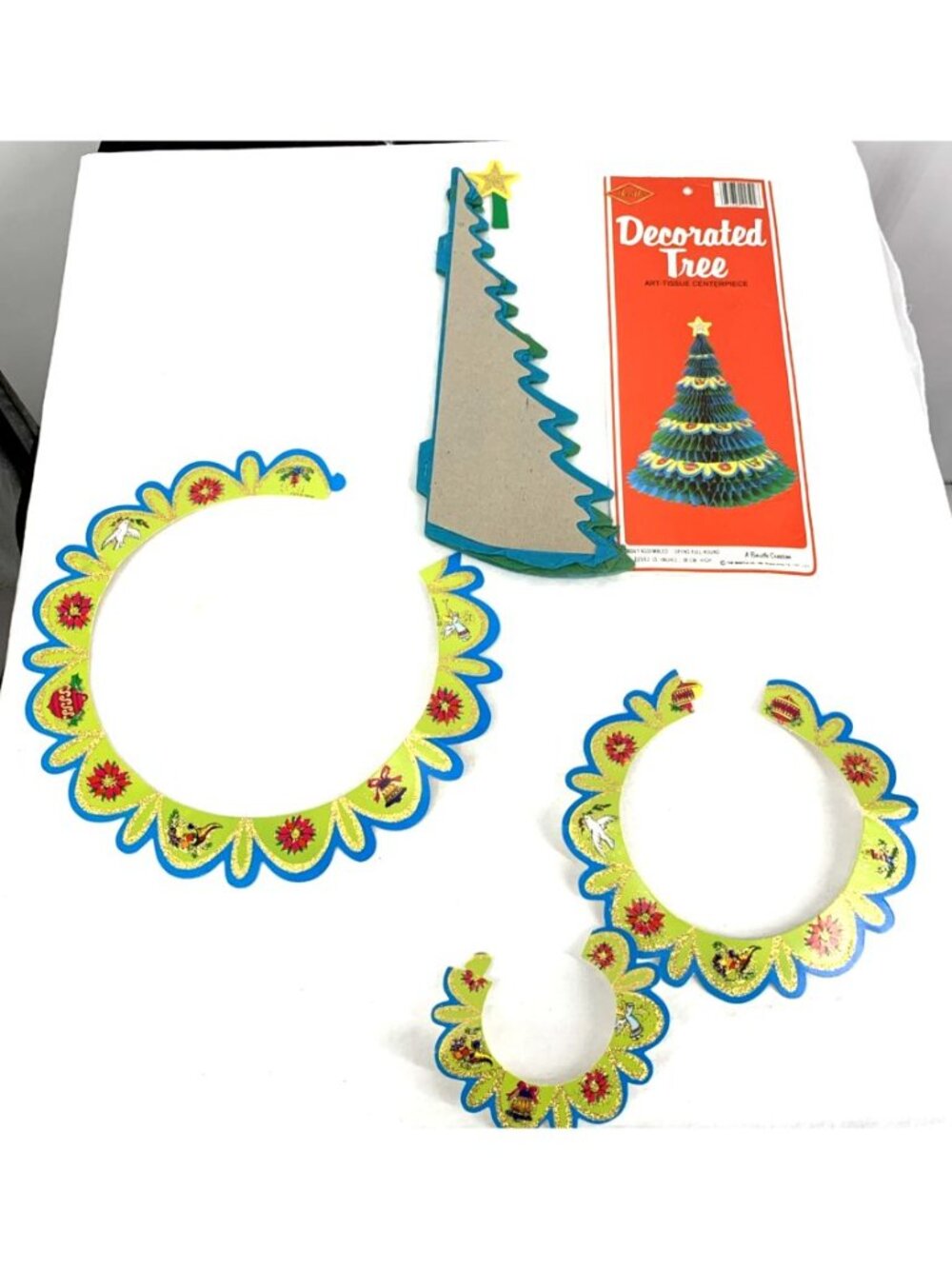 Beistle Honeycomb Art Tissue Christmas Tree Table Holiday Decor 1983 14" FLAW